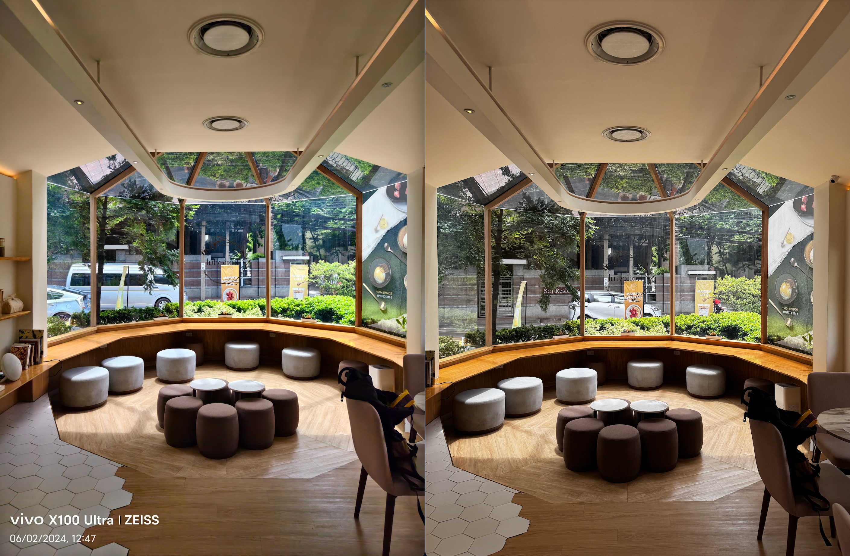 Main camera, Vivo X100 Ultra (left); iPhone 15 Pro Max (right)