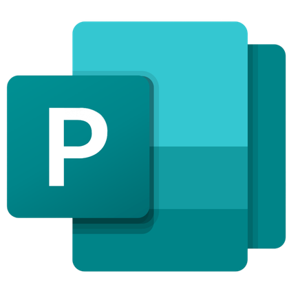 A transparent render of the Microsoft Publisher icon