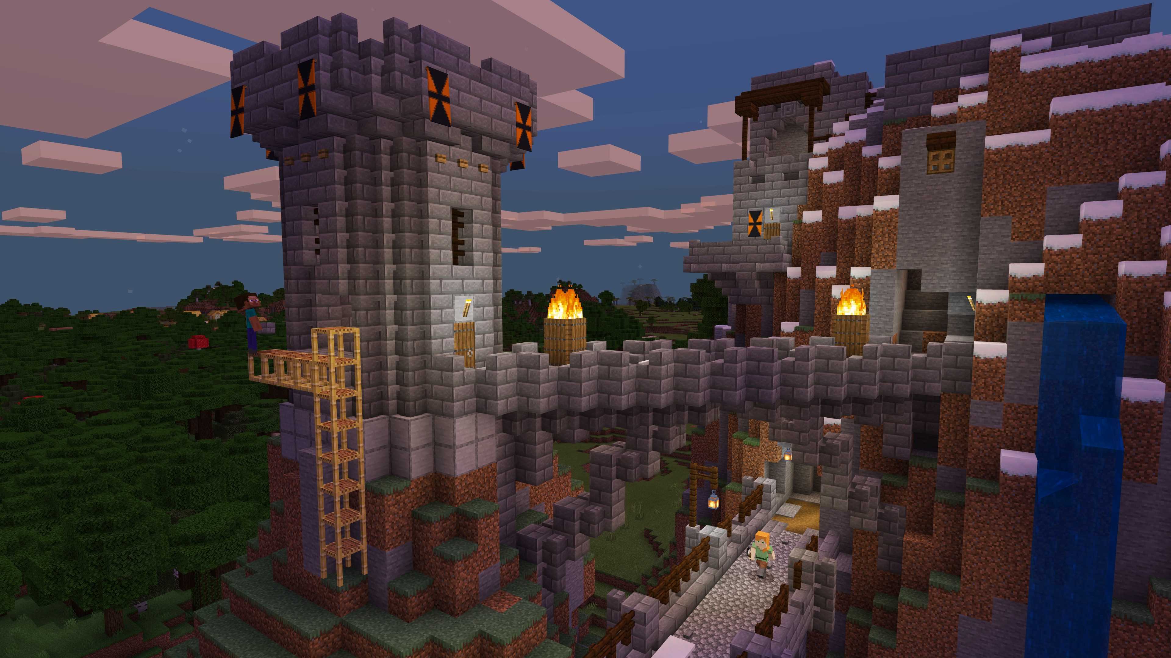 A promotional screenshot of the Minecraft gameplay experience.