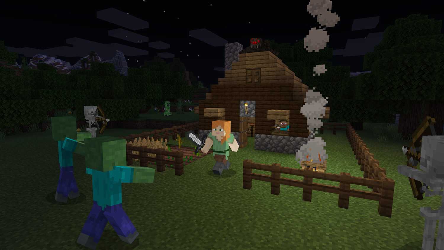 A promotional screenshot of the Minecraft gameplay experience.