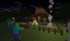 A promotional screenshot of the Minecraft gameplay experience.