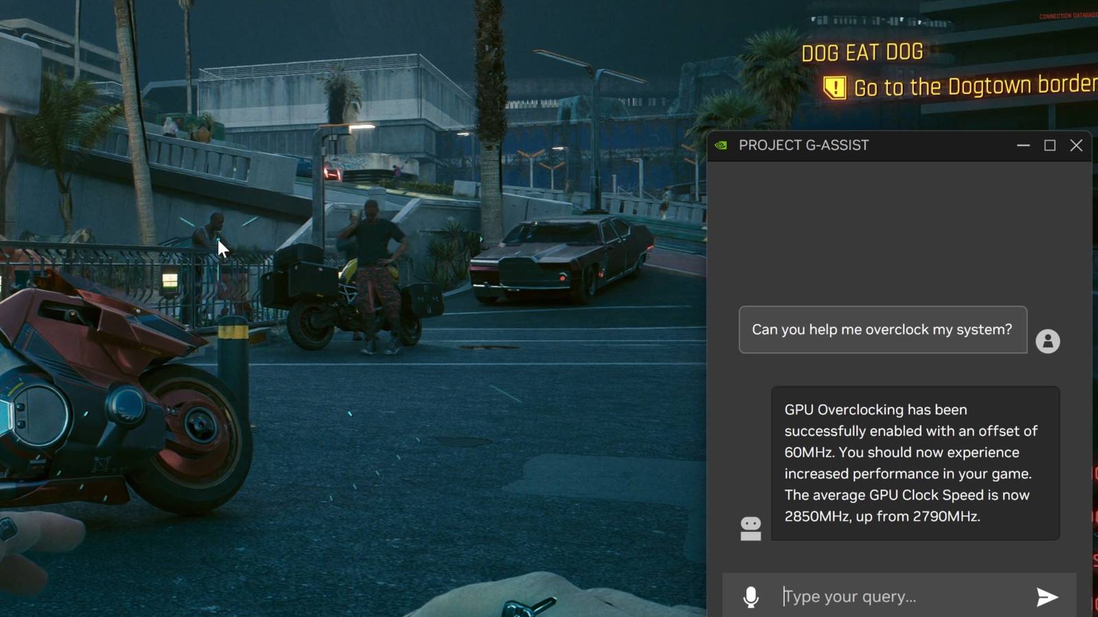Nvidia G assist applying a GPU overclock