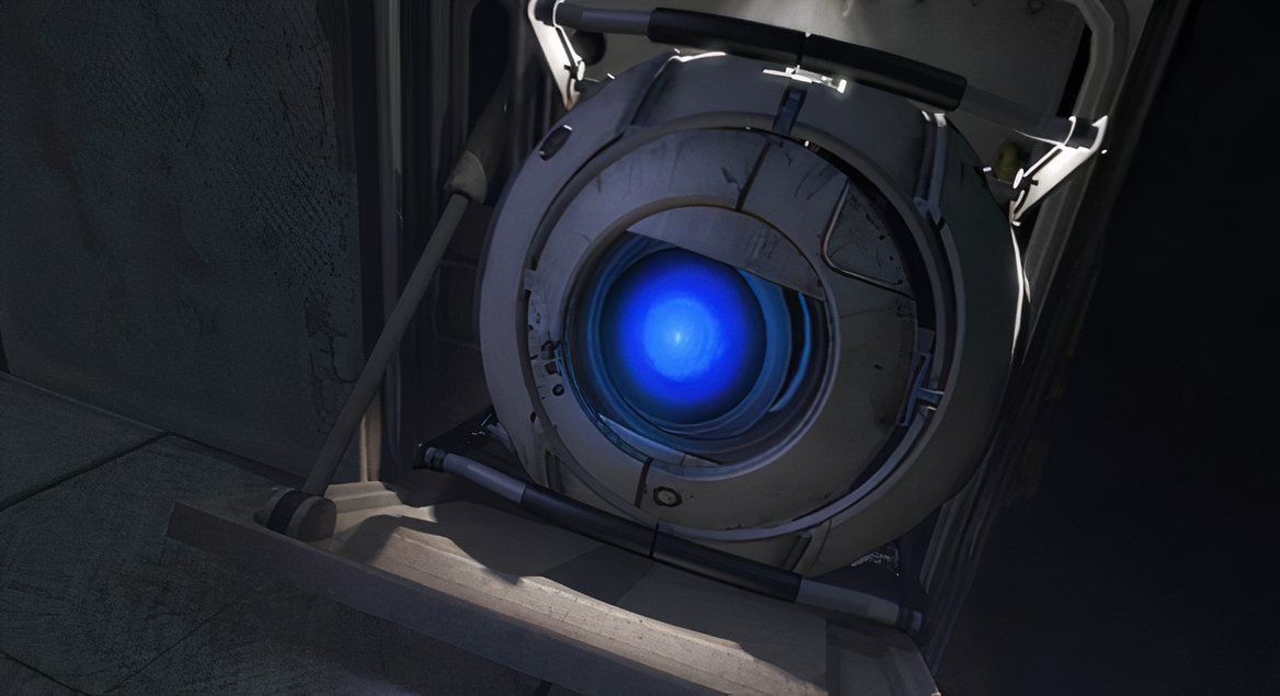 A promotional screenshot of the Portal 2 gameplay experience.