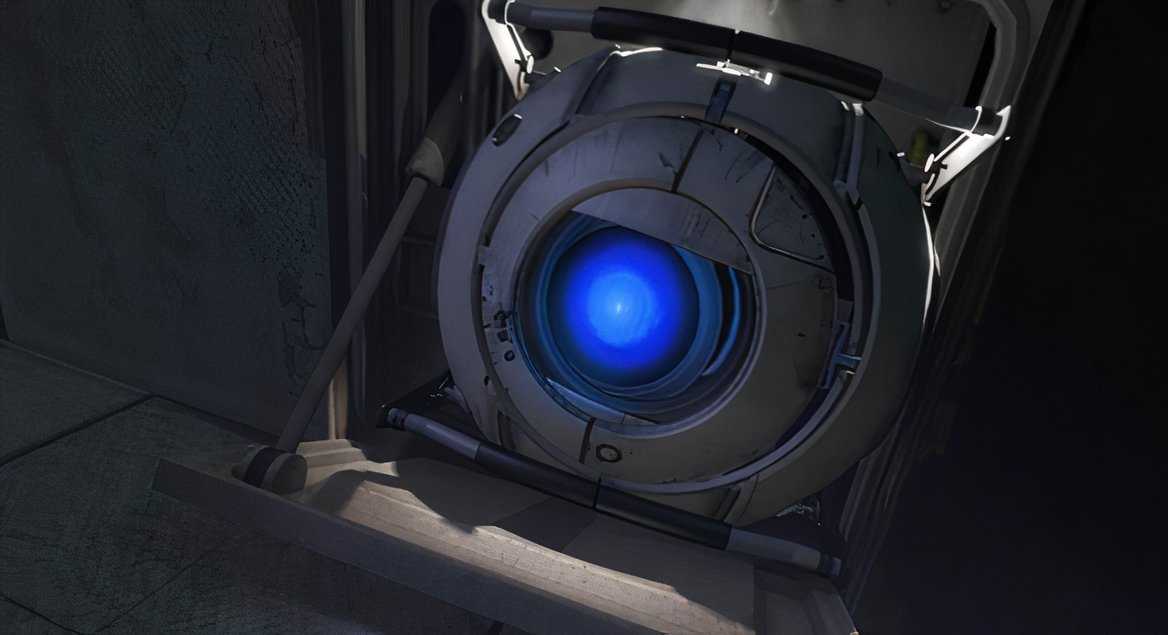 A promotional screenshot of the Portal 2 gameplay experience.