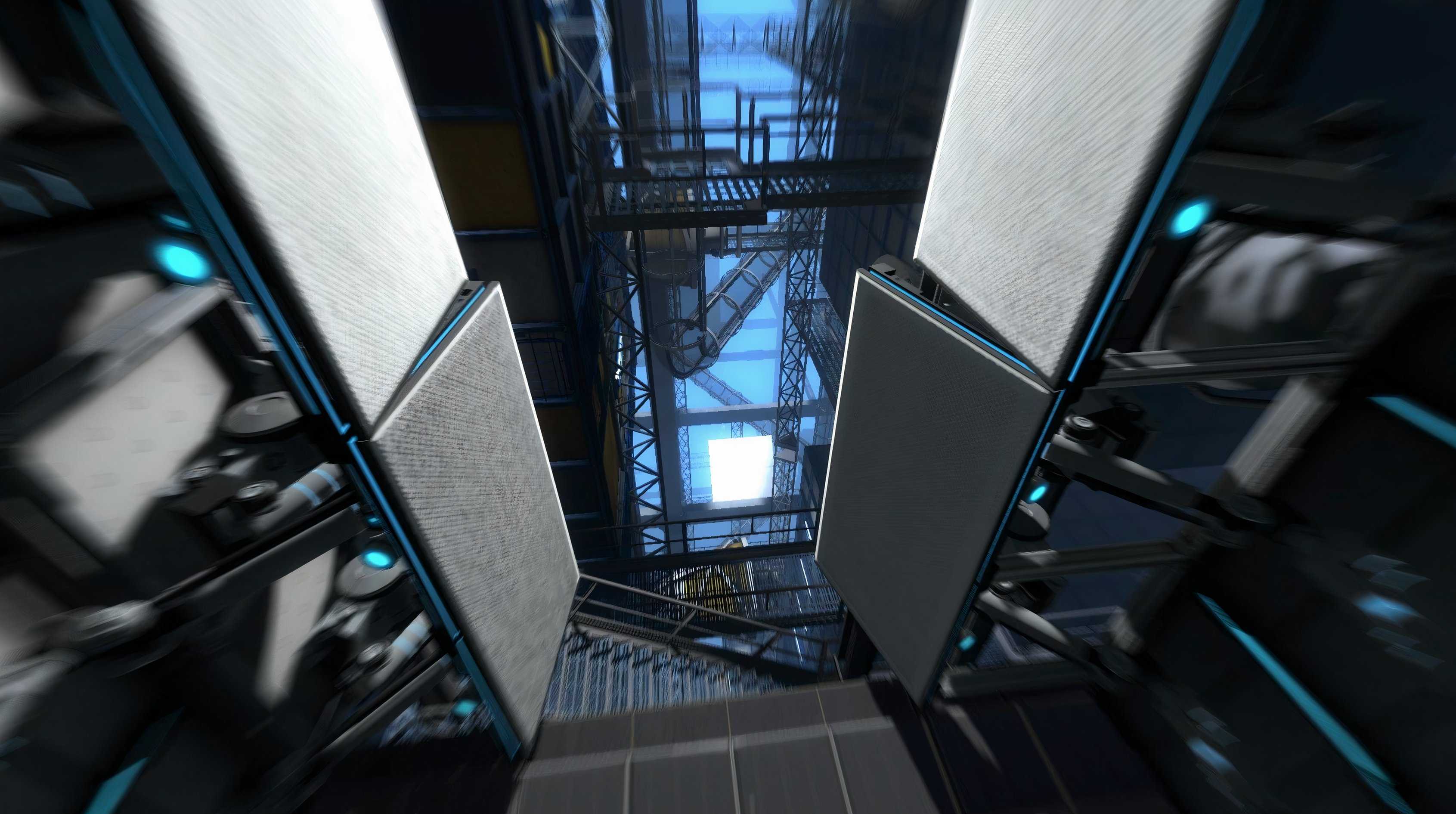 A promotional screenshot of the Portal 2 gameplay experience.
