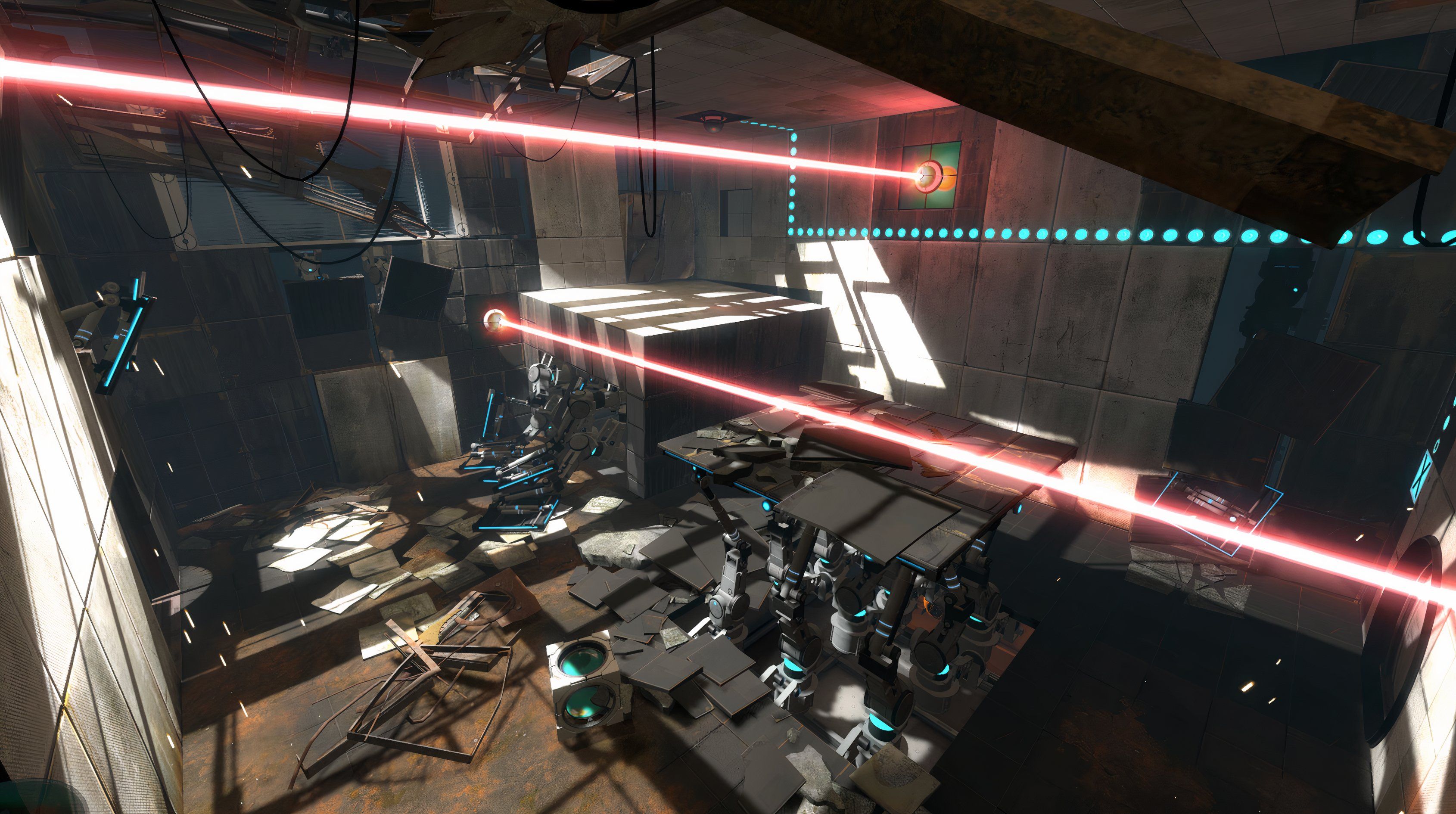 A promotional screenshot of the Portal 2 gameplay experience.