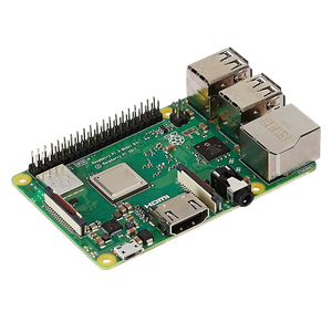 Raspberry Pi 3 Model B+ on transparent background