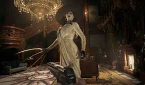 A promotional screenshot of the Resident Evil: Village gameplay experience.