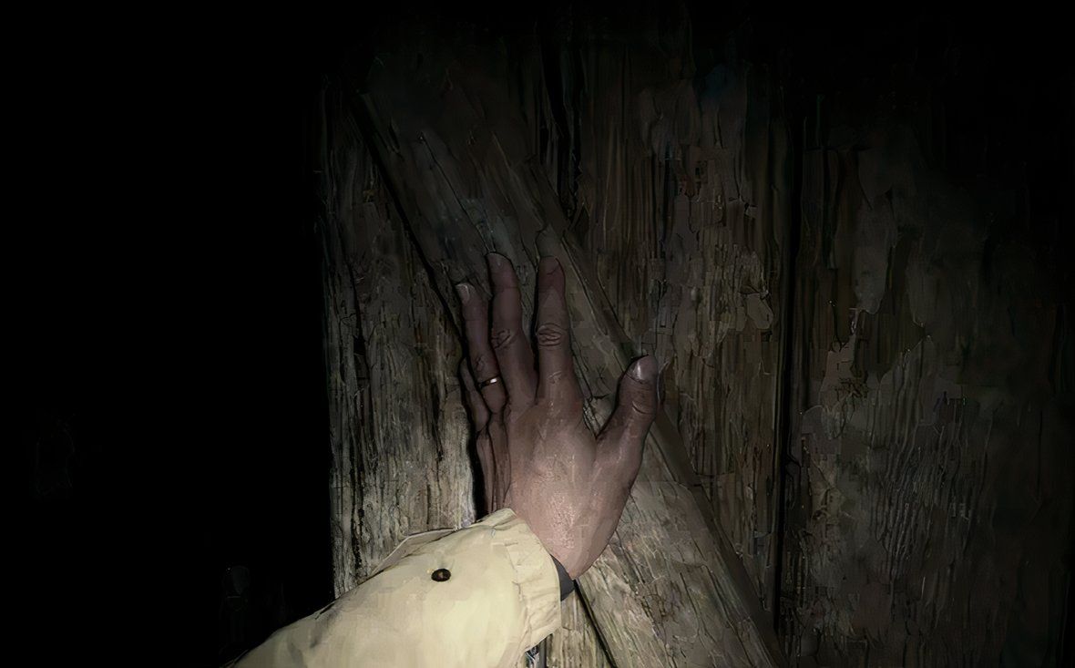 A promotional screenshot of the Resident Evil: Village gameplay experience.