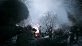 A promotional screenshot of the Resident Evil: Village gameplay experience.