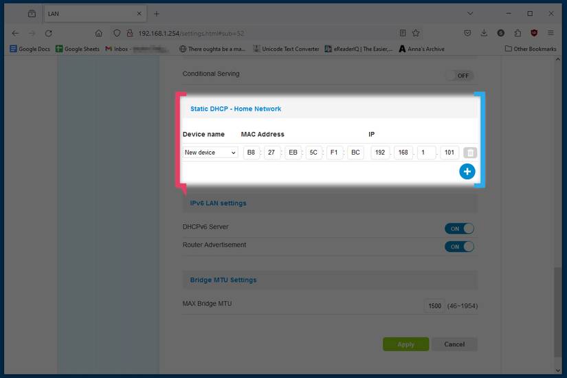 Setting up a static IP address on your router