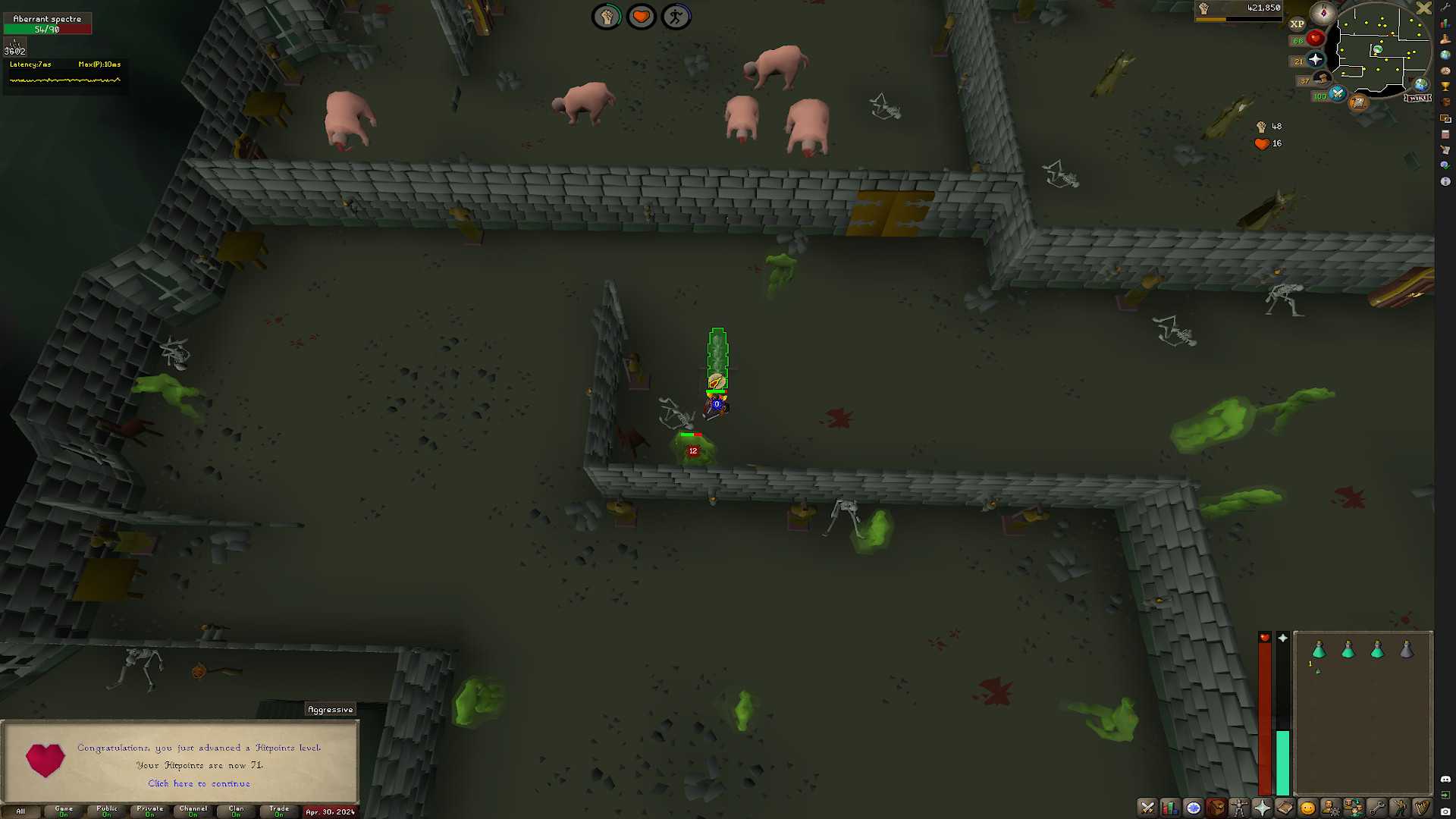 Gaining a hitpoints level in OSRS