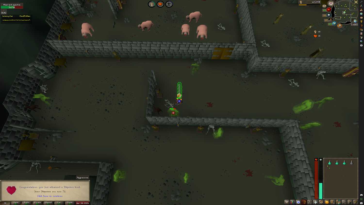 Gaining a hitpoints level in OSRS