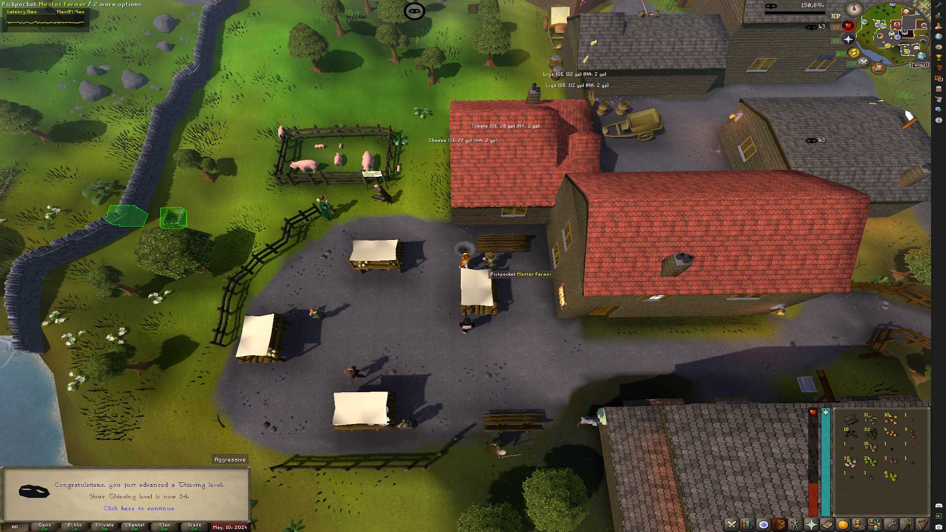 Gaining a thieving level in OSRS