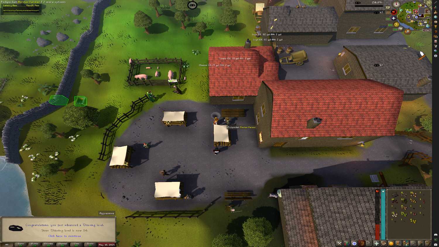 Gaining a thieving level in OSRS