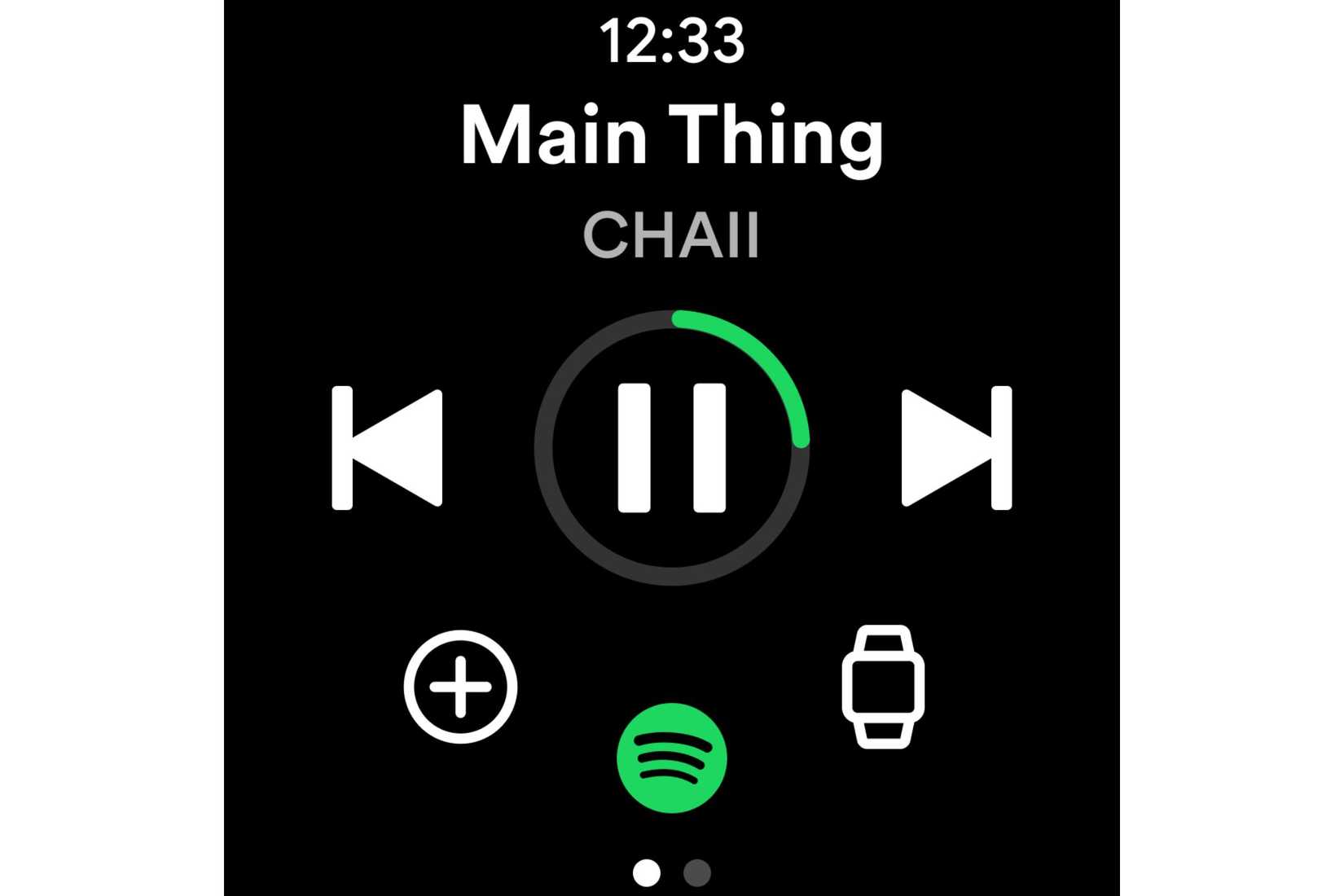 A screenshot showing the Spotify WearOS app.