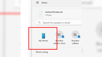 The My Phone share icon