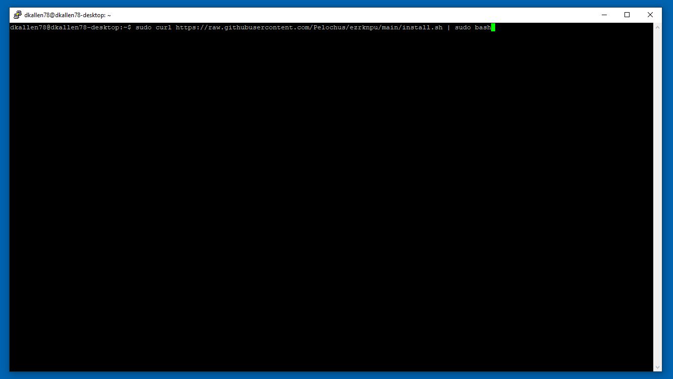 SSH terminal with script to install EZRKNPU