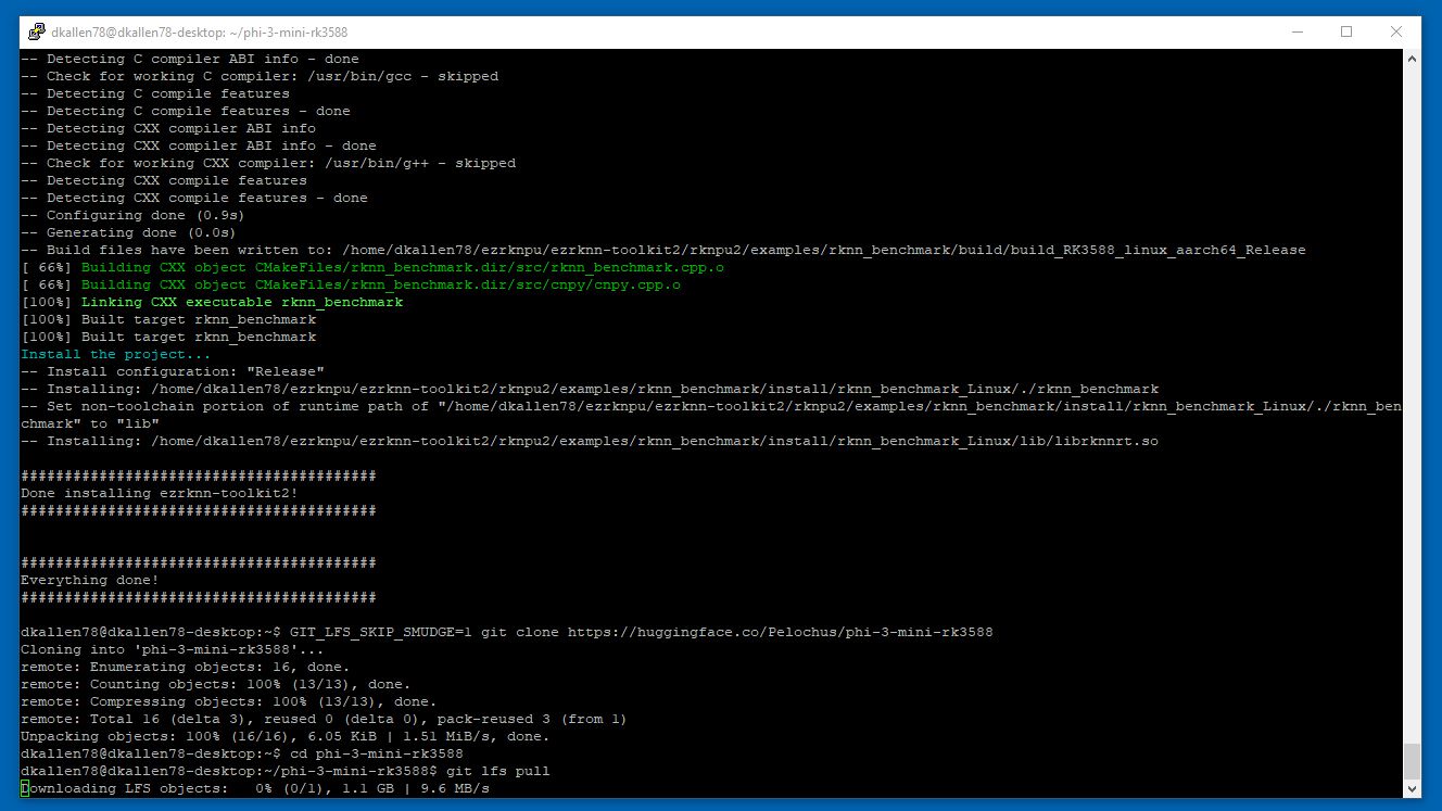 SSH terminal showing installation of Phi-3 LLM