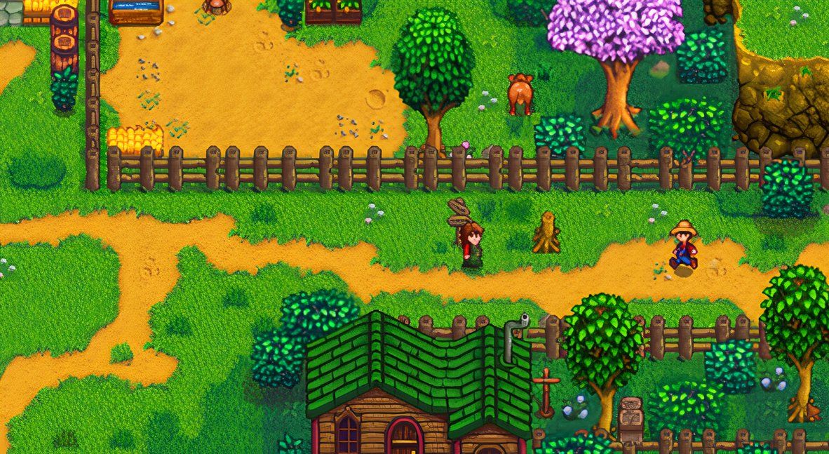 Promotional screenshots for Stardew Valley gameplay.