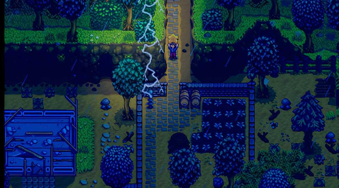 Promotional screenshots for Stardew Valley gameplay.