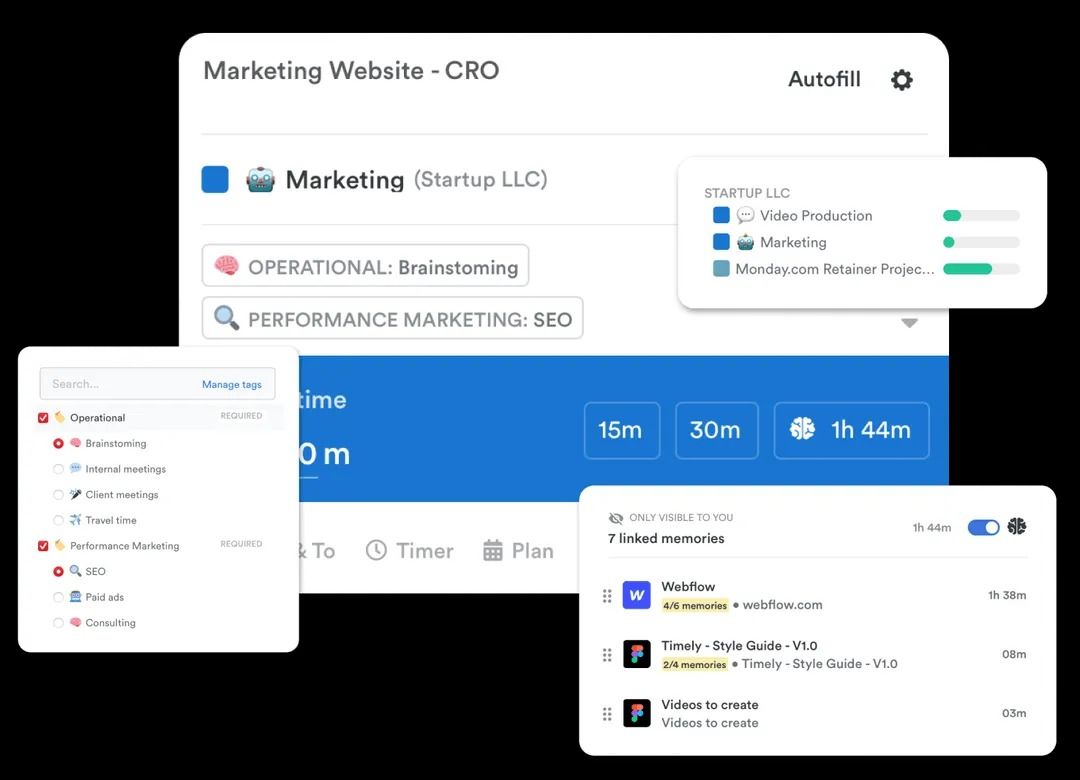 A screenshot showing Timely overview