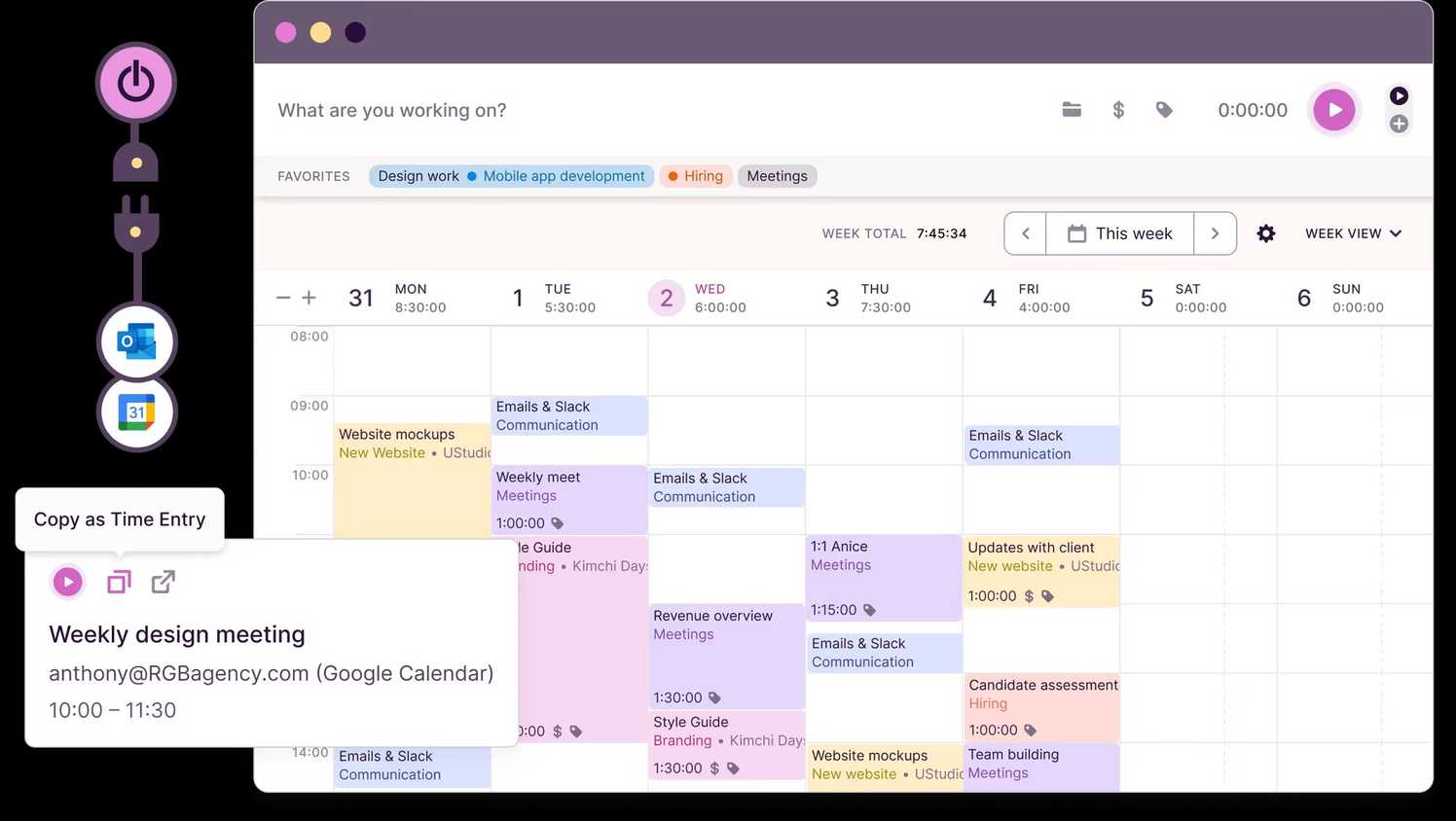 A screenshot showing toggle track calendar