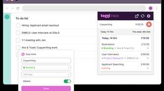 A screenshot showing toggle track tasks