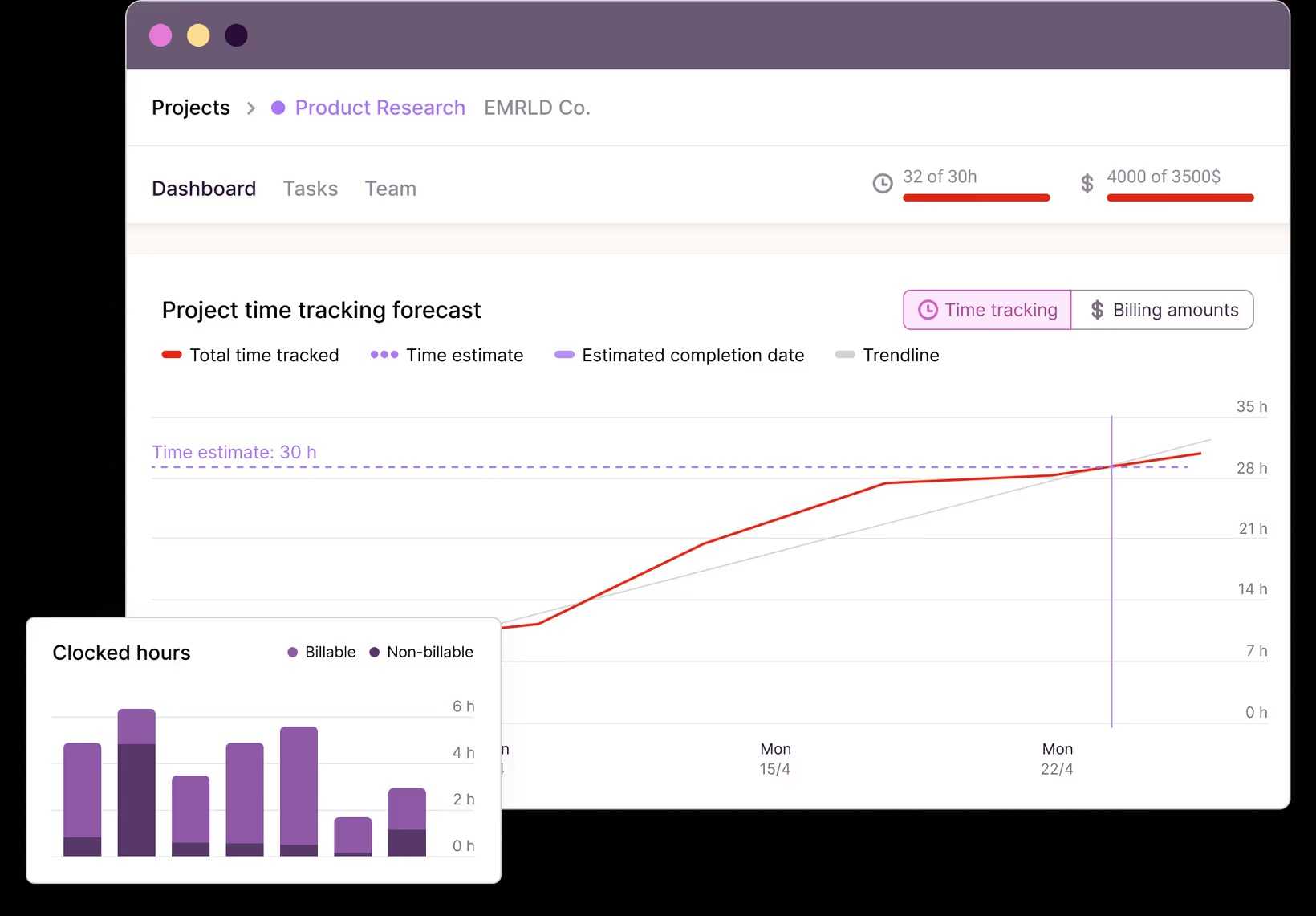 A screenshot showing toggle track projects