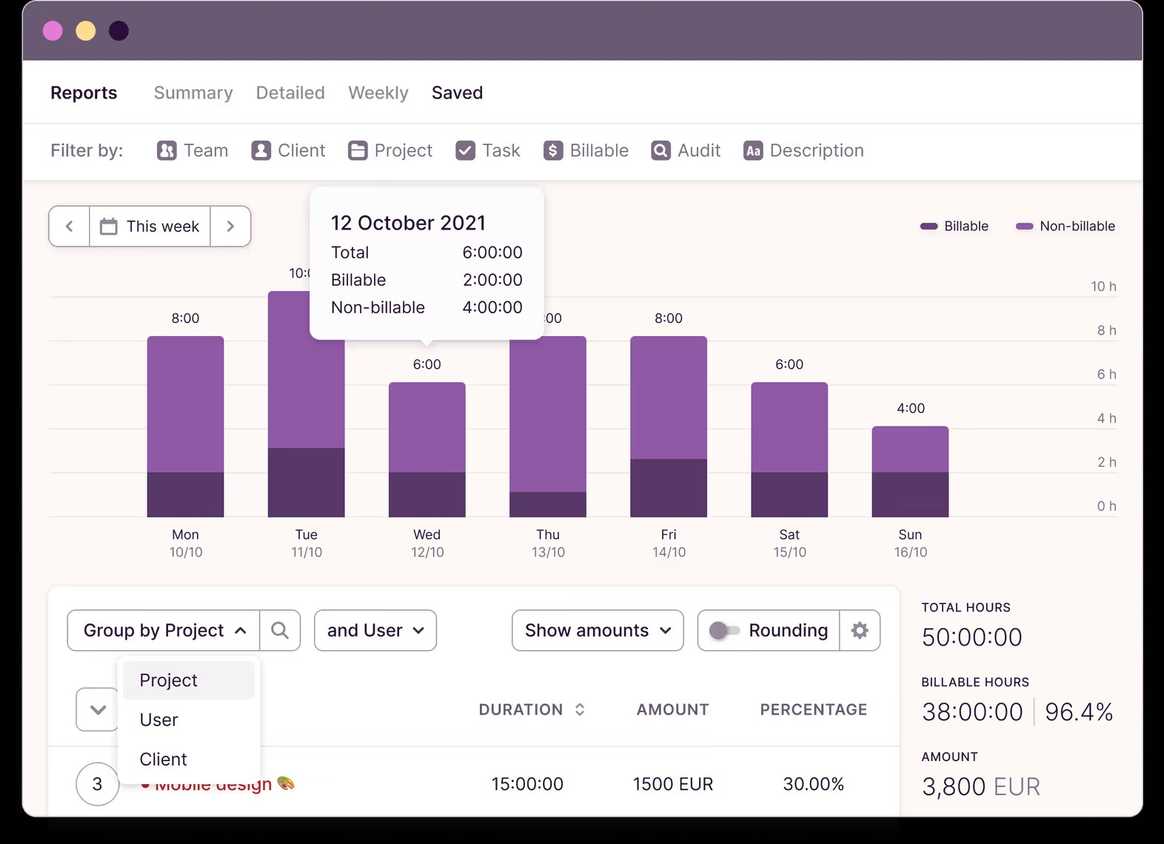 A screenshot showing toggle track reports