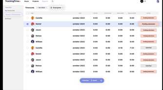 A screenshot showing TrackingTime timecards