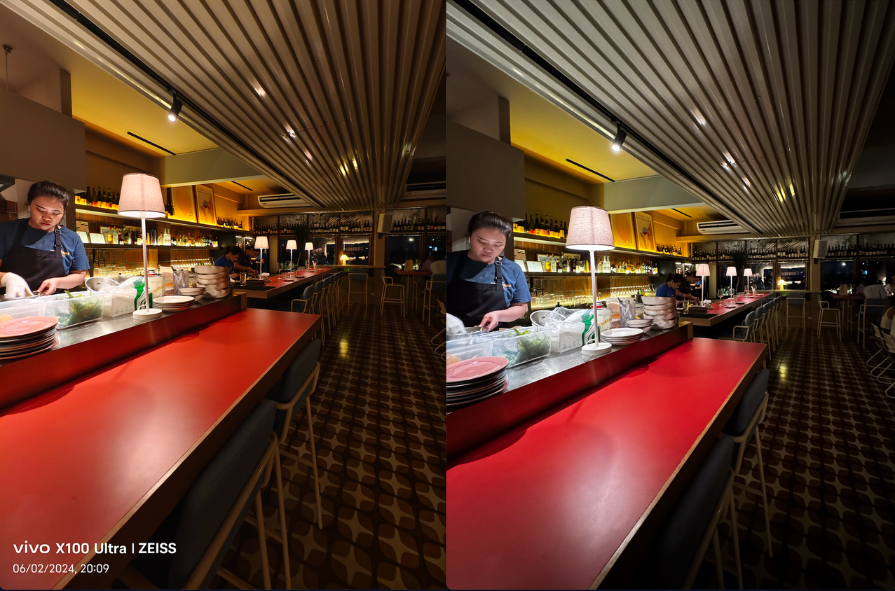 Ultra-wide, Vivo X100 Ultra (left); iPhone 15 Pro Max (right)