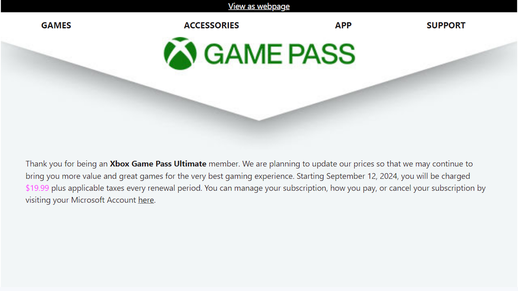The game pass ultimate email