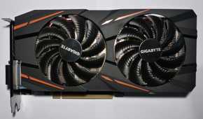 Close-up of a black graphics card