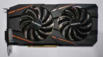 Close-up of a black graphics card
