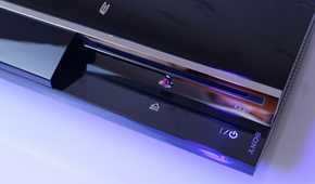 PlayStation 3 showing disc tray, power button, and PlayStation logo