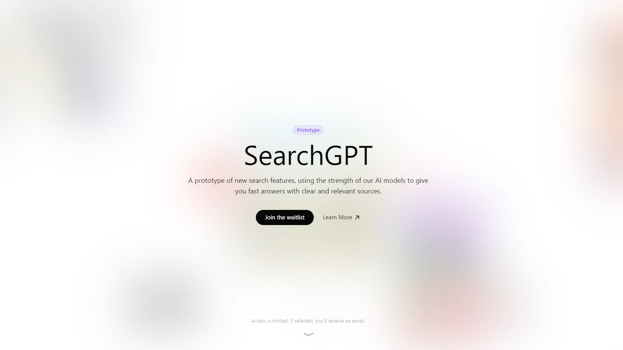 The SearchGPT website