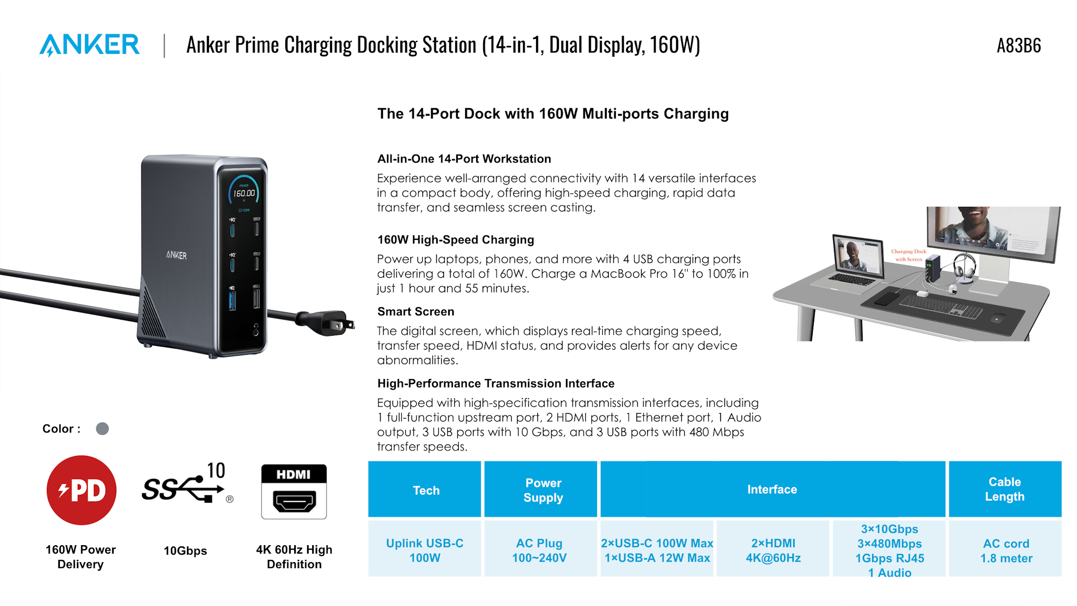 その他 Anker Prime Charging Docking Station Anker Prime Charging Docking Station - Powerful 14-Port Hub