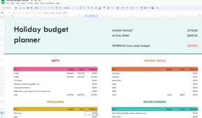 Holiday budget planner template for Google Sheets
