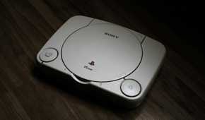 PlayStation 1 on a wooden floor