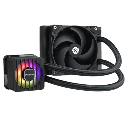 Transparent render of a black 120mm liquid cooler