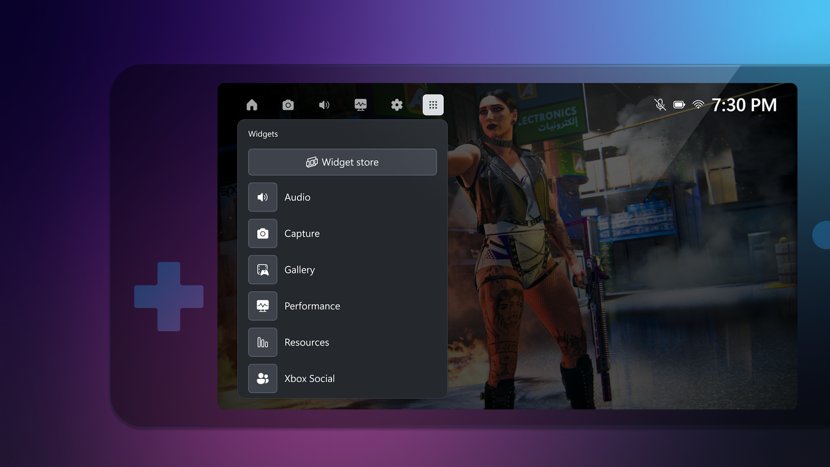 The options in the Compact version of the Game Bar
