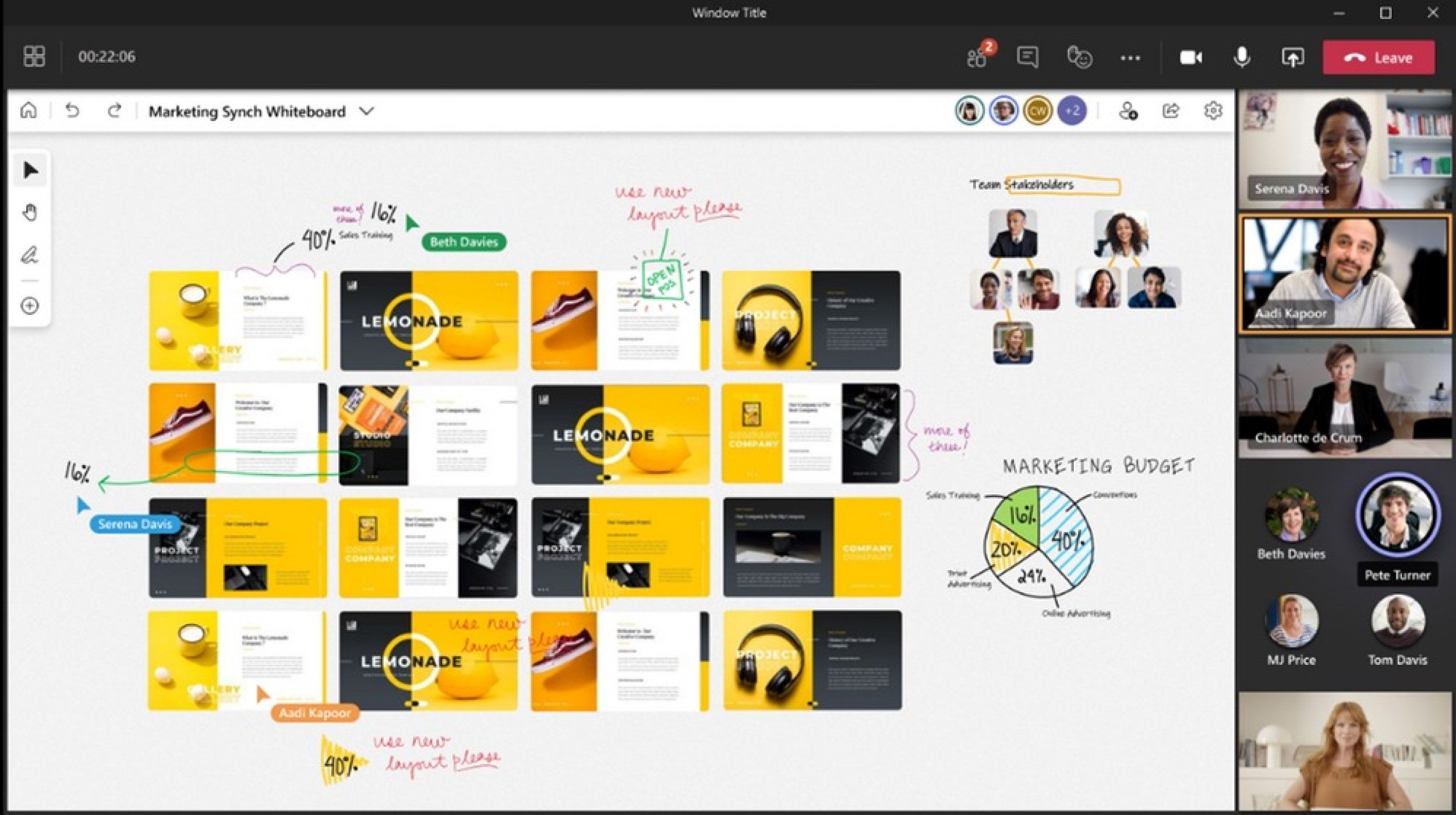 screenshot of microsoft teams showing the whiteboard integration