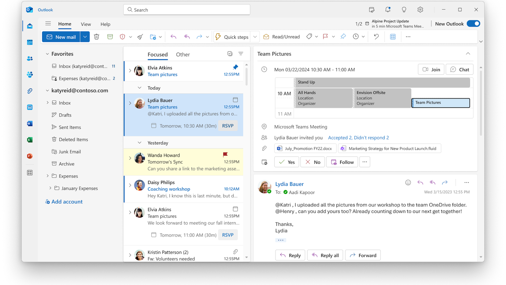 Pinning an email in the new Outlook