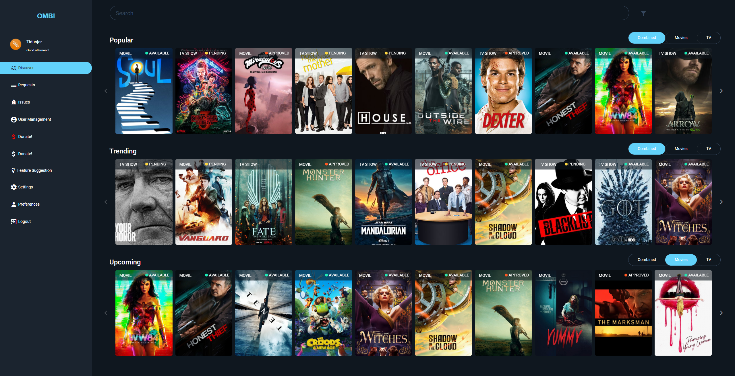 Ombi Plex plugin screenshot