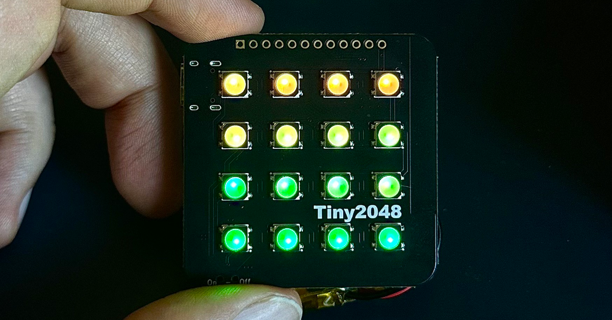 Someone made a tiny version of the 2048 game using LEDs, and it's