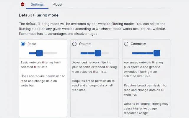 uBlock Origin Lite options for filtering