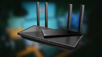 TP-Link Archer AX55 router on blurred background