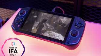 An Acer Nitro Blaze 7 playing a Tomb Raider game. A Best of IFA badge is shown next to it