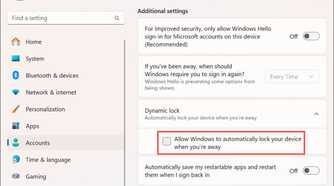 Screenshot of allowing Dynamic Lock